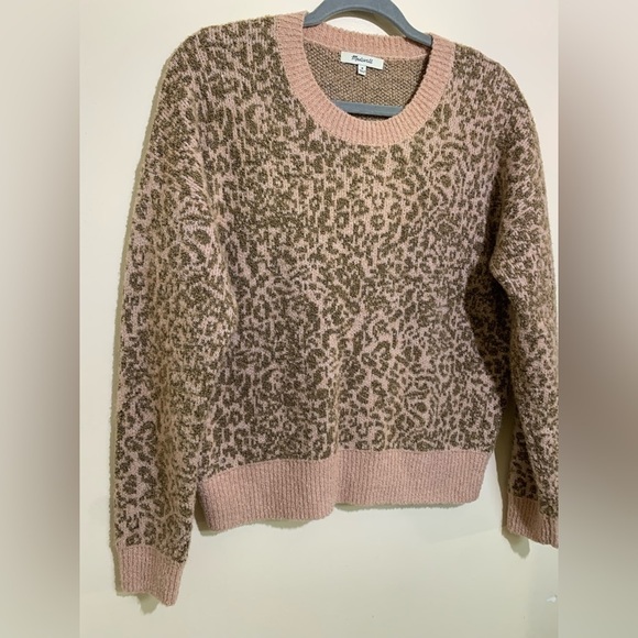 Madewell Shrunken Pullover Sweater in Leopard Pink Medium - Picture 10 of 12